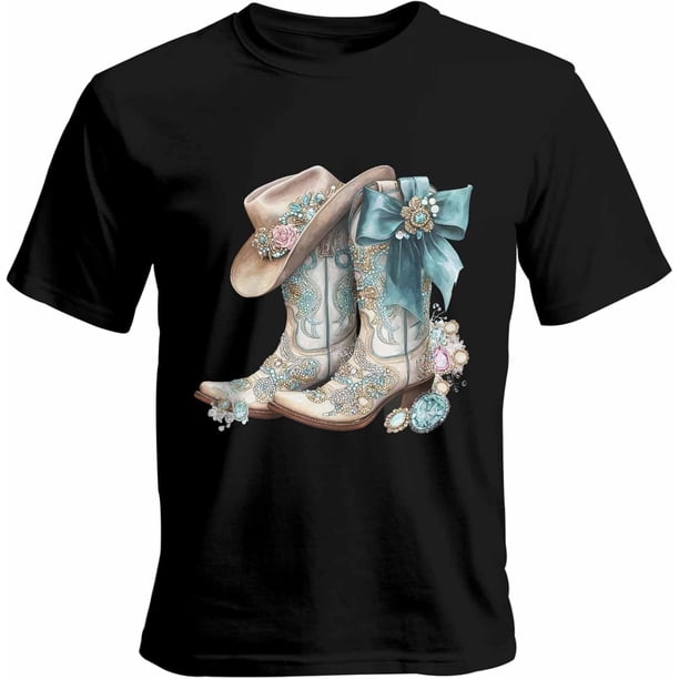 Camisetas para hombre, botas de vaquero, camisetas casuales de manga corta para hombre, camisetas gráficas para adolescentes, niños y hombres