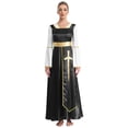 thumbnail image 1 of renvena Robe de Danse pour Femmes Croix Dorée avec Costume de Prière Tenue de Danse Noir&Blanc L, 1 of 7
