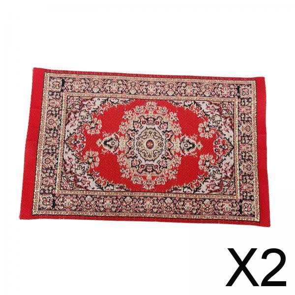 Alfombra de Suelo Simulación Hugo 2x 1/12 16x10cm para Casa de Muñecas 2 piezas