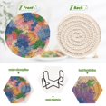 thumbnail image 4 of 6 Pcs Drink Coasters with Holder 3.94in Woven Coasters for Drinks Colorful Splashes and Brushstrokes Coaster Set for Protection Table, 4 of 7