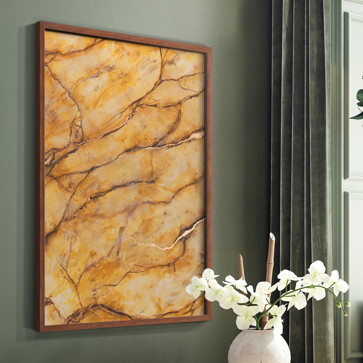 Yellow Marble II Framed Print - Solid Wood in Single Picture Frame Solid Wood 2 Framed Print