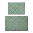 thumbnail image 4 of Mainstays 15-Piece Green & White Diamond Bathroom Set – Shower Curtain, Bath Rugs & Hooks, Stylish Polyester Design, 4 of 6
