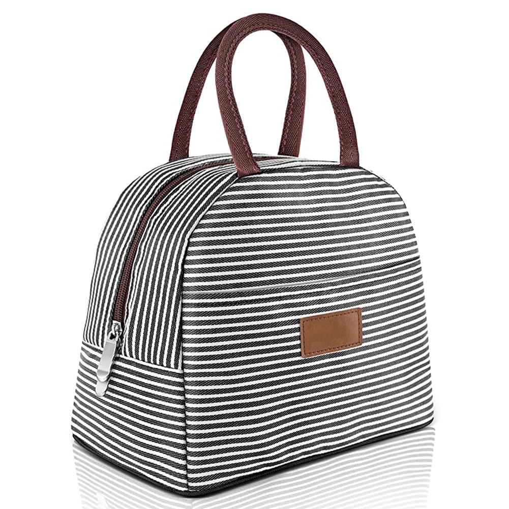 Kepooman Large Drinks Holder Thermal Snacks Organizer Lunch Bag Insulated Lunch Box Wide-Open Lunch Tote Bag for Adults College Work Picnic Hiking Beach Fishing, Black & White Stripes Kepooman Large Drinks Holder Thermal Snacks Organizer Lunch Bag Insulated Lunch Box Wide-Open Lunch Tote Bag for Adults College Work Picnic Hiking Beach Fishing, Black & White Stripes