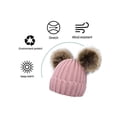 thumbnail image 3 of Kids Pom Pom Hat Fleece Girls Winter Beanie Hat Kids Beanie Hat, Pink, 3 of 4