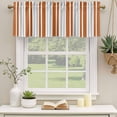 thumbnail image 3 of Burnt Orange Grey Stripe Valances for Windows, Decorative Rod Pocket Window Valance Curtains, Farmhouse Minimalist Striped Short Curtain Drapes for Kitchen/Living Room, 2 Panels, 42" W x 12" L, 3 of 8