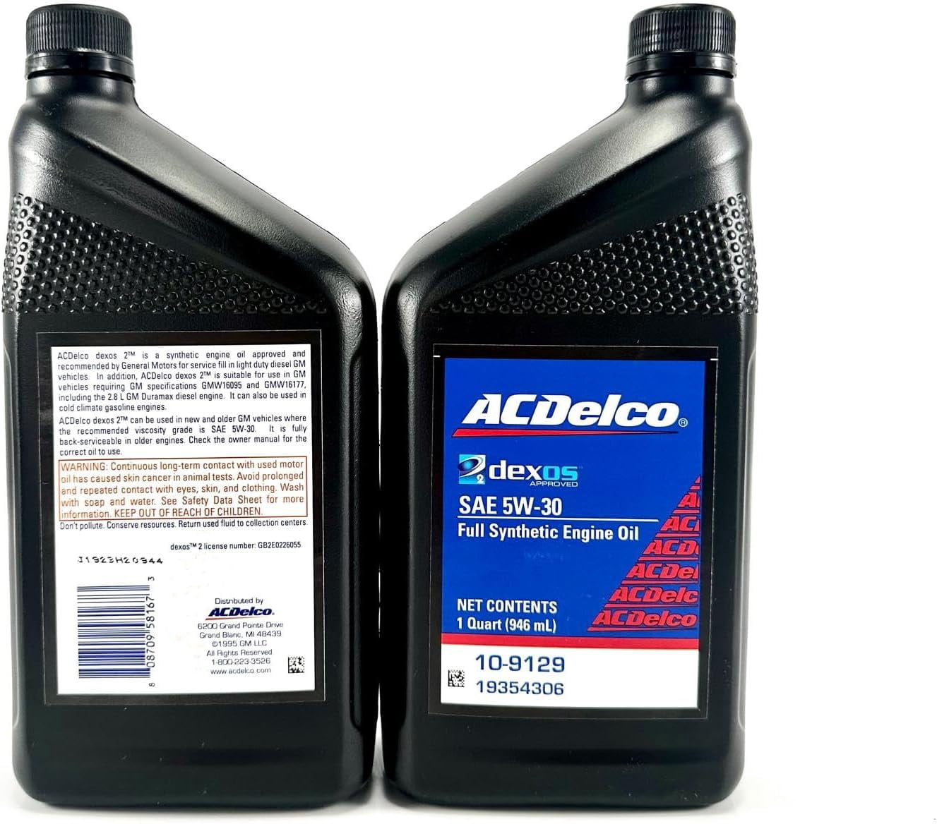 ACDelco 10-9129 19354306 dexos2 Full Synthetic 5W-30 Motor Oil - For 2016-2022 2.8L Duramax | Case of 12 Quarts