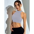 thumbnail image 4 of Sleeveless Crewneck Tank Top Ribbed Knitted Crop Tops for Women Gray M, 4 of 7