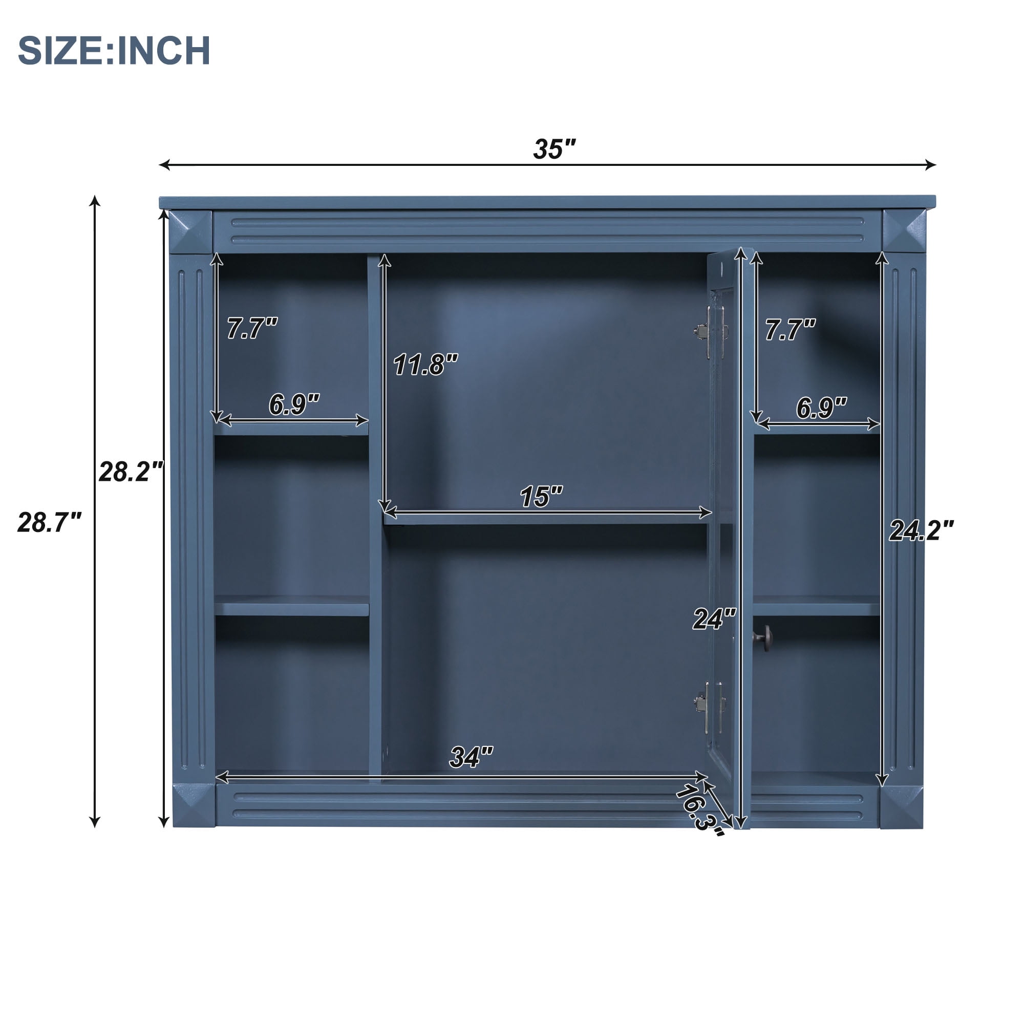 Aukfa Wall Mounted Bathroom Storage Cabinet,Medicine Cabinet with Mirror - Blue