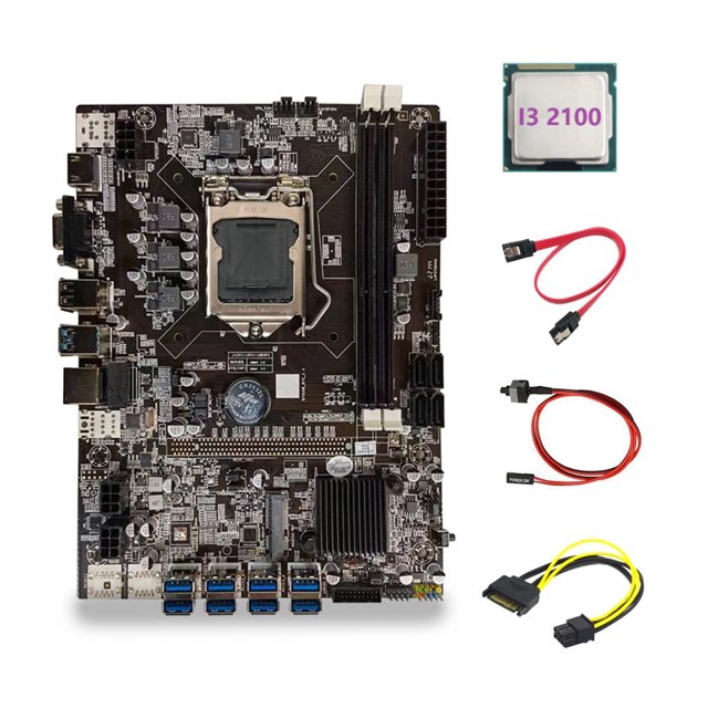Matsuzay 1 Juego de accesorios de computadora para minero de placa base B75 8XPCIE a máquina de minería USB Juegos de teclado y mouse para computadora