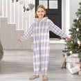thumbnail image 6 of Soft Big Kids Onesie Pajamas Cozy Loose-Fit Jumpsuits for kids with Pockets for Christmas Lounge & Play Light Purple Plaid, 6 of 8