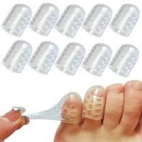 10pcs Clear Silicone Toe Protectors - Comfortable Toe Sleeves for Rubbing, Ingrown Toenails, Corns, Blisters, Hammer Toes Relief