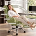 thumbnail image 4 of COOLHUT Big and Tall Office Chair, 450lbs Home Office Desk Chair with Flip Armrests Adjustable Headrset, Executive Reclining Office Chair with Footrest, Wide Home Desk Chair, Green, 4 of 11