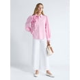 thumbnail image 2 of Free Assembly Women's and Women's Plus 3D Floral Cotton Shirt with Long Sleeves, Size XS-4X, 2 of 5