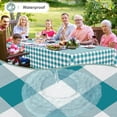 thumbnail image 2 of Rectangle Waterproof Vinyl Table Cloth, Buffalo Flannel Backed Tablecloth, Wipeable Plastic Table Cover for Dinner, Kitchen, Outdoor (60" x 120", Turquoise and White), 2 of 8