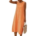 thumbnail image 2 of Sentmoon Boho Summer Dress 2026 Trendy Striped Print Sleeveless Crew Neck Prom Dress with Pockets Breathable Regular Fit for Work and Weekend Orange L, 2 of 7