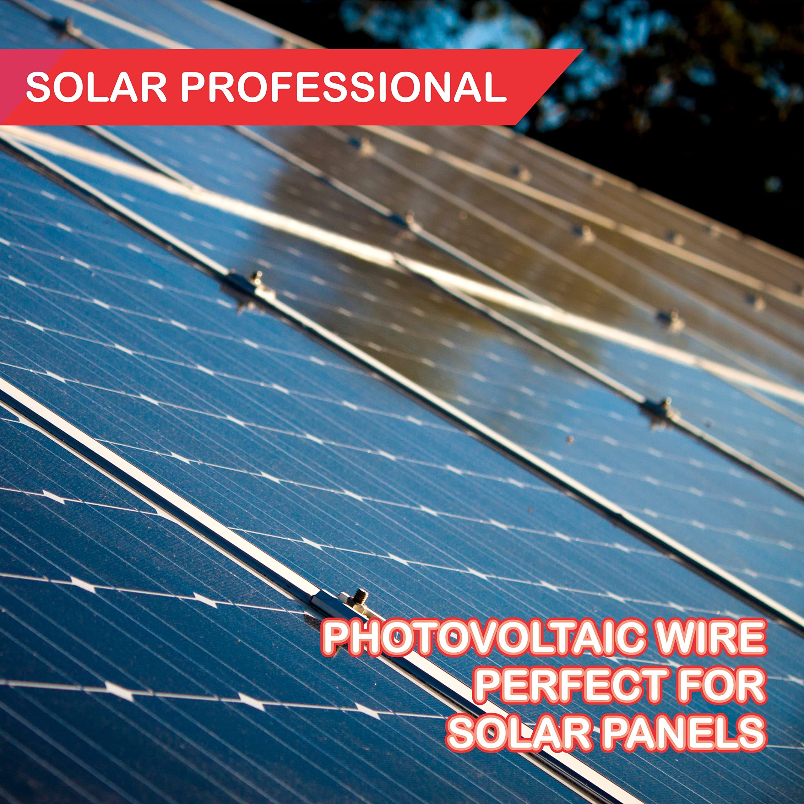 NATIONAL Wire&Cable - 8 Gauge Solar Panel Professional Wire - Made in USA - 2x30 Ft Copper PV Wire UL Listed
