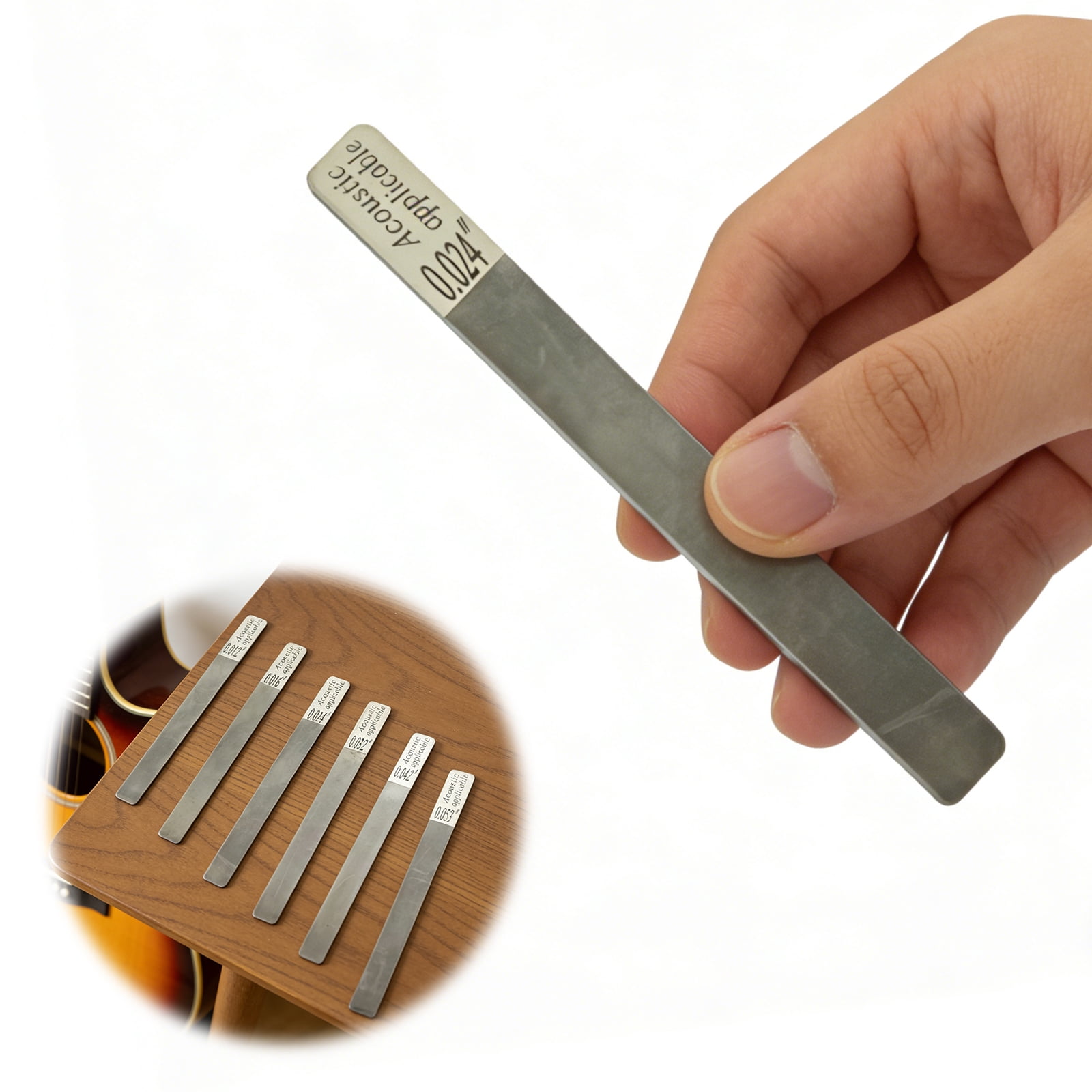 Hersfrd 6Pcs Guitar Nut Fret File Multifunctional Fret Crowning Files Slot Luthier Repair Tool Guitar Nut Frets Cleaning Tools for Electric Acoustic Guitars & Bass Care (Acoustic 12-53)