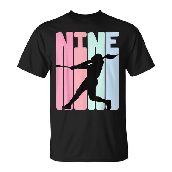 9Th Birthday Retro Baseball Softball Player 9 Years Old Nine TShirt