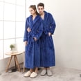 thumbnail image 2 of Camisón de terciopelo para pareja de otoño e invierno, bata de baño gruesa de gran tamaño para hombres y mujeres, pijama alargado, camisón blanco, 2 of 6