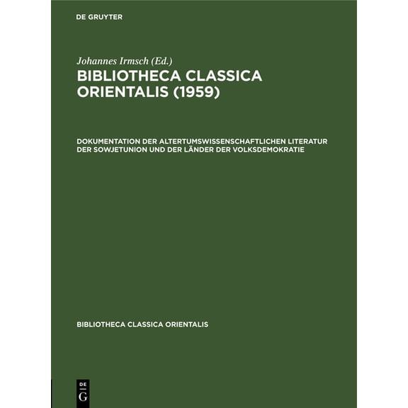 Bibliotheca Classica Orientalis. Band 4, Heft 1, (Hardcover)