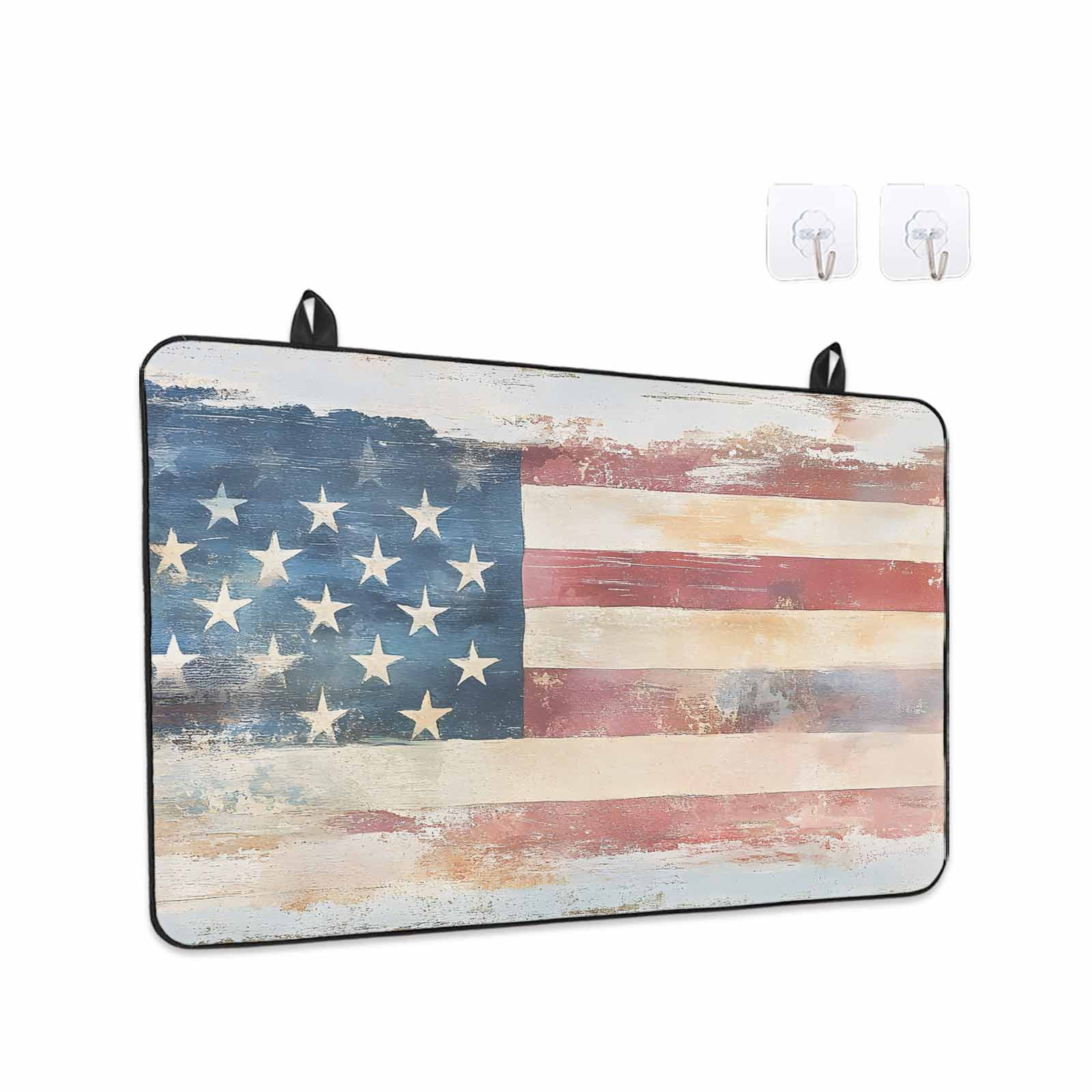 American Flag Stove Top Cover for Electric Stove, Heat-proof & Non Slip Glass Top Stove Cover Protector, Rustic Star Stripes USA Flag Retro Kitchen Flat Cooktop Rubber Mat 24x21 Inches