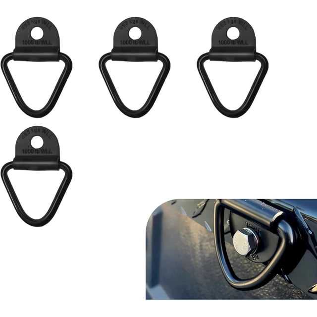 4PCS Car V Tie Down Anchor, Metal Rustproof Truck Bed Tie-down Hook Anchor Replacement, Multi-Function Trunk Fixing Rail Rings, for Off-road Vehicles Pickups (Black) -