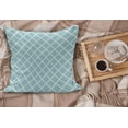 thumbnail image 2 of Retro Fluffy Throw Pillow Cushion Cover, Pastel Colored Squares and Lines Checked Pattern Diagonal Geometrical Tile Design, Rectangle Accent Pillow Case, 36" x 16", Sky Blue White, by Ambesonne, 2 of 5