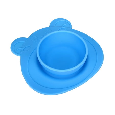 

Baby Silicone Non-slip Dishes Plate Sucker Bowl Kids Bear Shape Suction Cups Placemats (Blue)