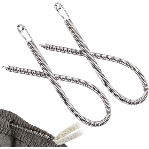 Drawstring Threader Tool Set with Spring Needle - DIY Rope Threader Clip for Hoodies Pants Drawstring Replacement(LR 2 PCS)