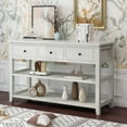 thumbnail image 3 of 47.2" Vintage Console Table - Antique White MDF, 4 Drawers & Open Shelf, 200lb Capacity, American Country Style for Entryway, Living Room, Bedroom, 3 of 11