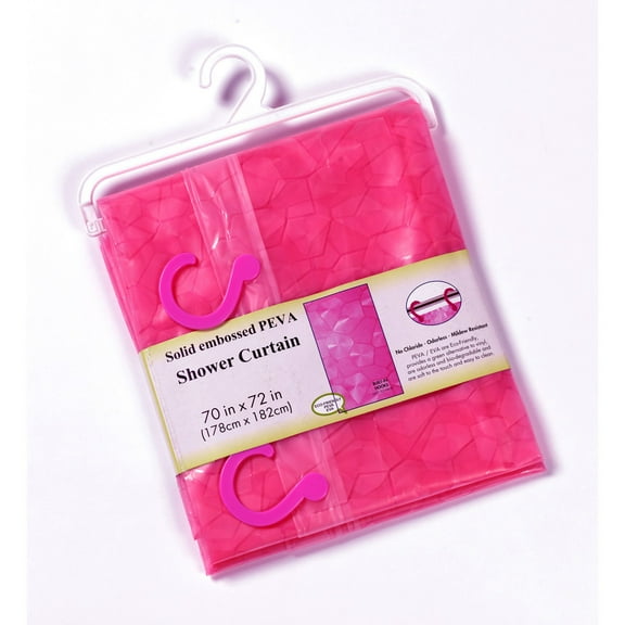 Carnation Home Fashions PEVA Fashion Color Shower Curtain with Built in Hooks