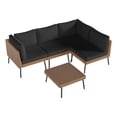 thumbnail image 4 of LazySunsets 5-Piece Black All Weather Wicker Patio Sectional Conversation Set, Thick Water Resistant Cushions & Tempered Glass Coffee Table for Backyard Poolside Porch Garden, 4 of 7