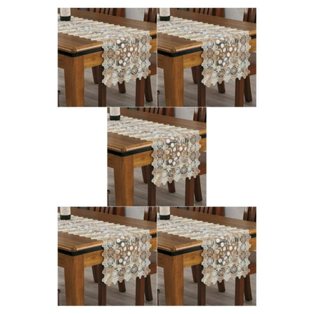 Youkk Comfortable Vintage Wedding Table Runner With Tassels For Fitting Dining light coffee 40*120cm 5Set