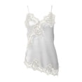 thumbnail image 5 of Women Lace Trendy Trim Satin Tank Top V Neck Silk Sexy Camisole Tops Asymmetrical Backless Spaghetti Strap Cami Tops Casual Summer Outfits Womens Tops Date Night Slip Dresses Beige L, 5 of 6