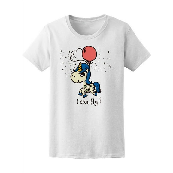 I Can Fly! Unicorn With Balloon T-Shirt Women -Image by Shutterstock, Female Small