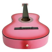 ZenStyle 38 Beginners Acoustic Guitar with Case, Strap, Tuner and Pick for Starter, Pink