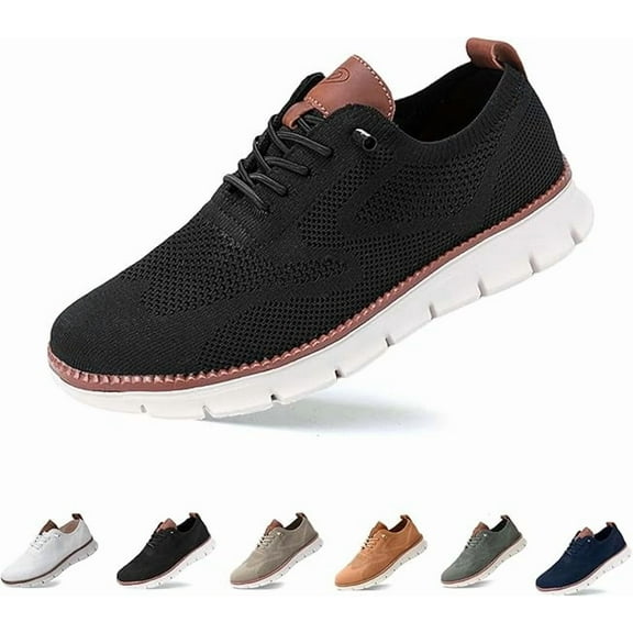Cyiecw Men's Casual Dress Shoes Comfort Walking Shoes Mesh Knit Lightweight Breathable Sneakers Classic Leisure Oxford Business Shoes