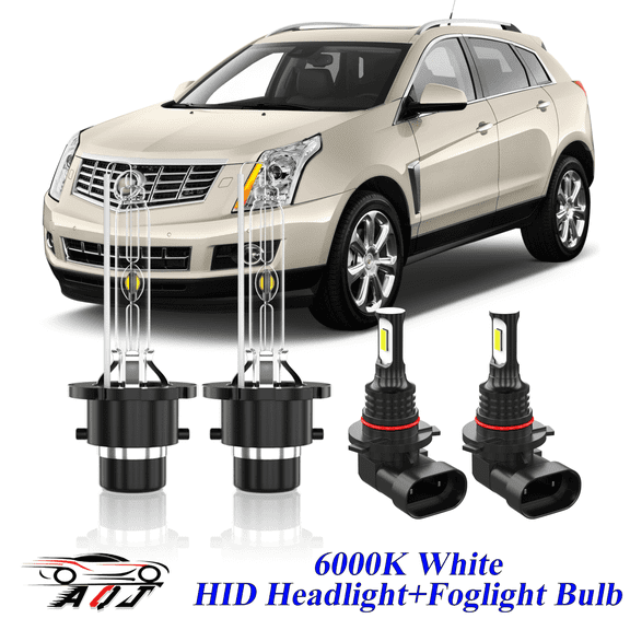 For Cadillac SRX 2010-2016 White Front HID Headlight High-Low LED Fog Light Bulbs