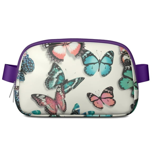Cute Colorful Butterflies Fanny Pack for Women – Artistic Floral Print Waist Bag, Aesthetic Tropical Crossbody Sling Bag for Fashionable Travel