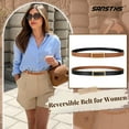 thumbnail image 2 of Skinny Reversible Belts for Women, Two-in-one Women Thin Belt for Dresses Jeans Pants with Gold Buckle, 2 of 6