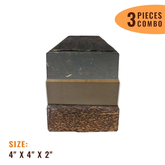 Pack of 3, Multi-species Hardwood Bowl Turning Wood Blanks - 4"x 4"x 2" (Black Palm, East Indian Rosewood, Basswood) - Premium Wood Bowl Blanks for Exceptional Woodturning Craftsmanship