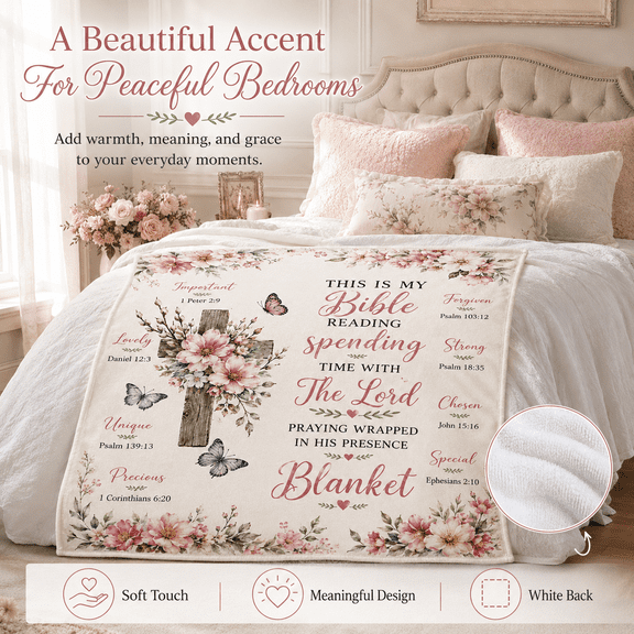 Christian Religious Gifts for Women Bible Reading Blanket 30'' x 40'' Floral Christian Throw Blanket Religious Plush Graduation Gift Warm Bible Verse Decor for Sofa Couch Bed