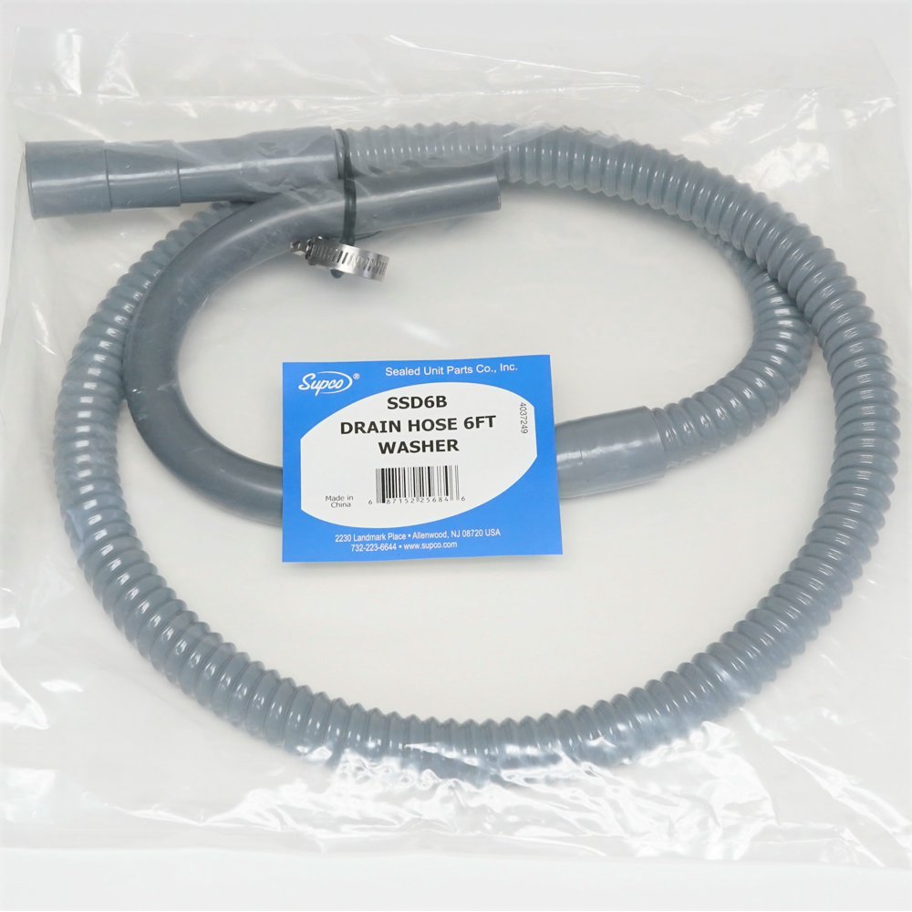 Supco SSD6B Universal Washing Machine Drain Hose 6' Bagged with Clamp