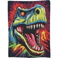 thumbnail image 1 of Manta de dinosaurio, regalo para niños, niñas, niños y adultos, suave, cálida, ligera, acogedora, con diseño de T-Rex, para sofá, dormitorio, sofá, sala de estar, decoración, 50 x 60 pulgadas, 1 of 6