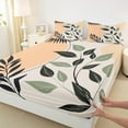 thumbnail image 3 of Manfei Rustic Leaves Twin Sheet Sets,Modern Aesthetic Deagin Twin Fitted Sheet,Beige Green Orange Flat Sheet For Girls,Super Cozy Room Decor,3 Pieces, 3 of 7