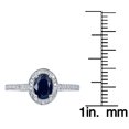 thumbnail image 3 of 10k White Gold Genuine Oval Sapphire and Diamond Halo Ring, 3 of 5