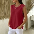 thumbnail image 4 of Mifsaly Womens Ribbed Sleeveless Tank Tops Casual Crewneck Muscle Shirts Summer Loose Fit Basic Activewear Undershirts Red,M, 4 of 7
