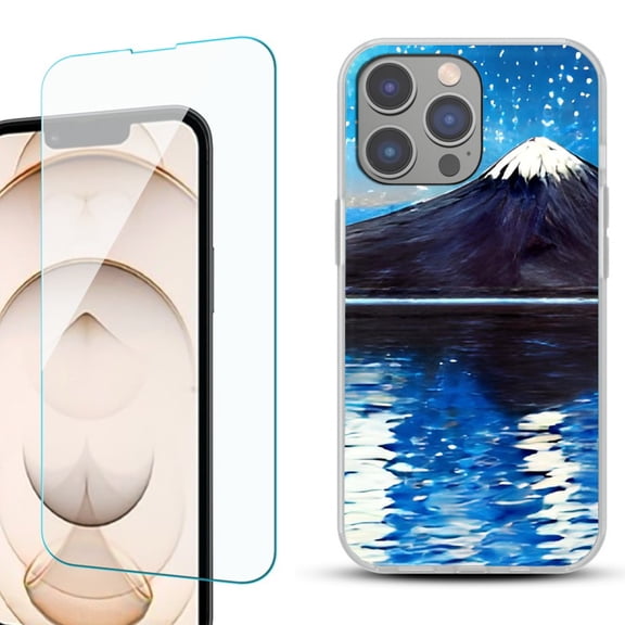 OneToughShield ® for iPhone 15 Pro Shockproof Phone Case, with Tempered Glass Screen Protector - Starry Night Fuji