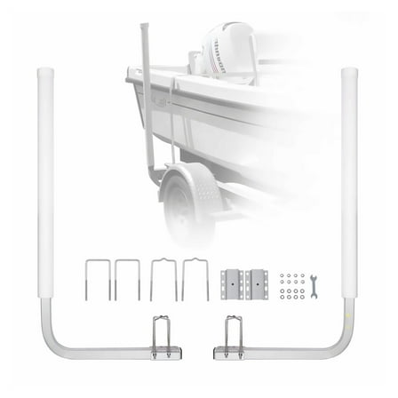 Boat Trailer Rails 43' Adjustable, 2PCS Galvanized Steel Trailer Poles with PVC Pipes for Ski, Fishing, Sailboat - Loading & Transport