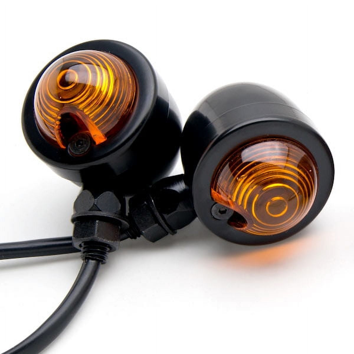 Krator 2pcs Black Heavy Duty Motorcycle Turn Signals Bulb Indicators Blinkers Lights